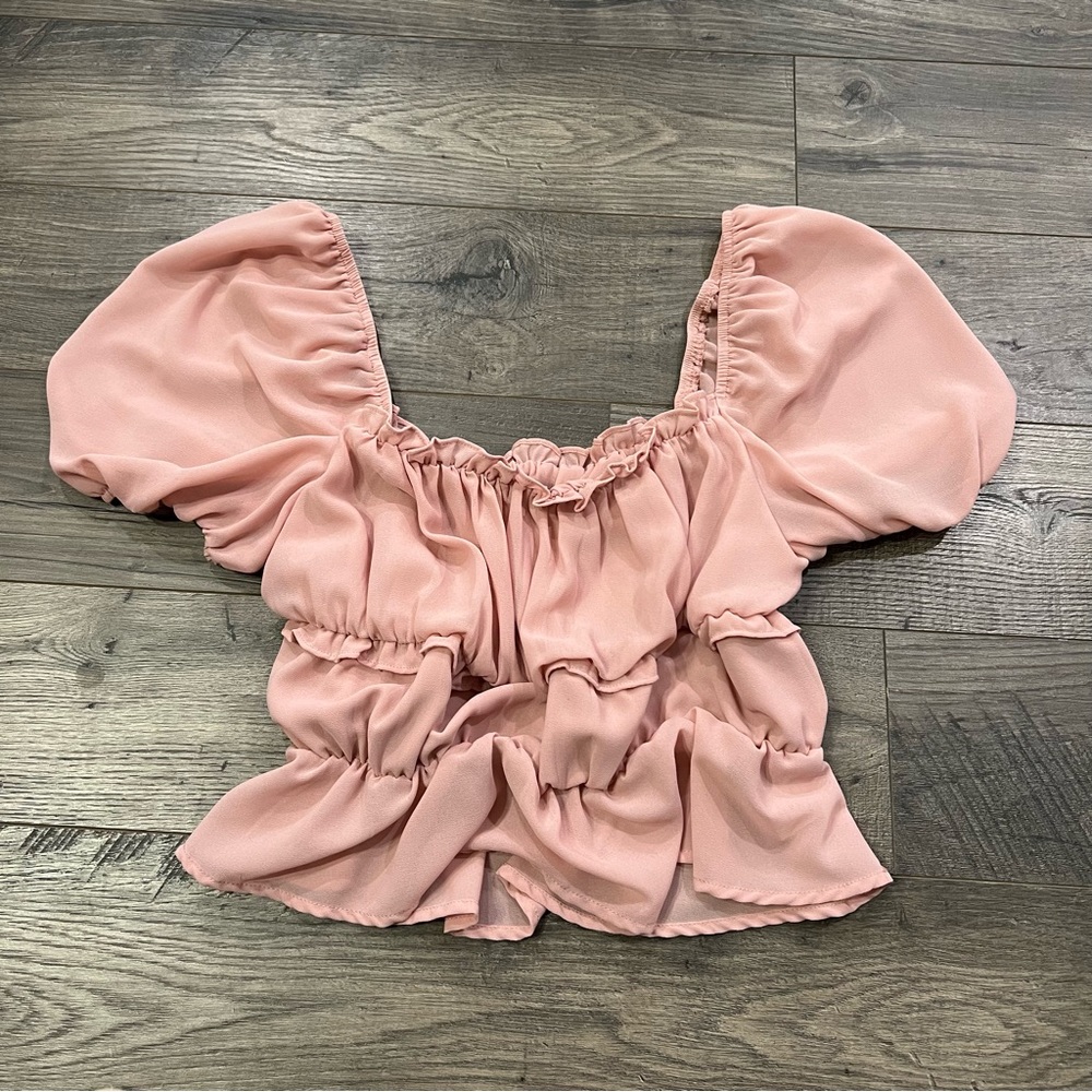 Lumiere Peplum Top Womens Medium Pink